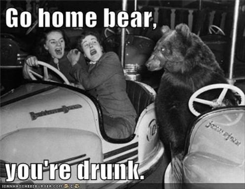 go home you're drunk bear dodgems fair retro